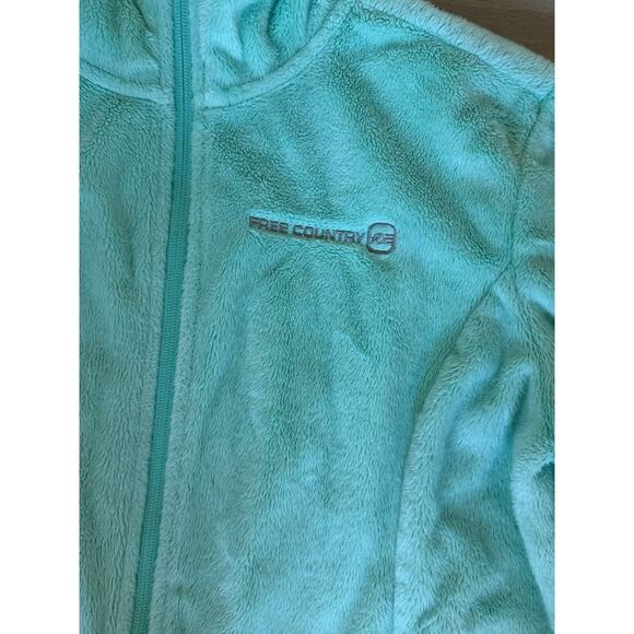 Free country fleece zip up sweatshirt in light blue/green jacket soft warm wintr - Picture 2 of 6